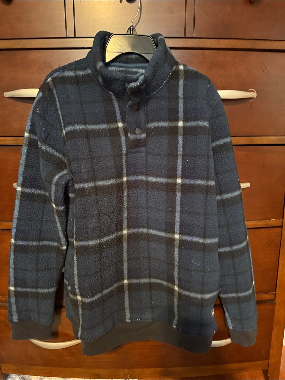 abercrombie kids Navy Plaid Turtleneck Fleece Pullover